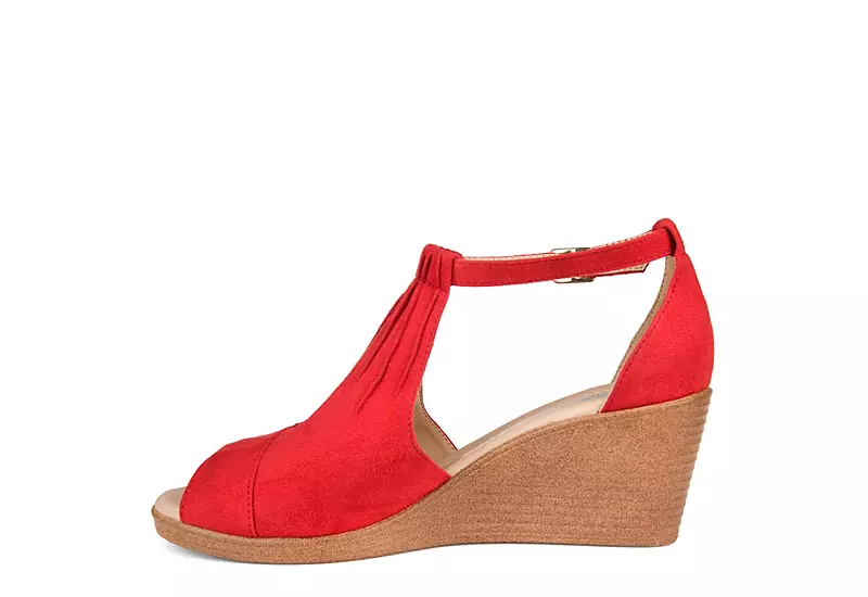 Journee Collection Womens Kedzie Wedge Sandal - Red 6 Journee Collection Womens Kedzie Wedge Sandal - Red - Image 4