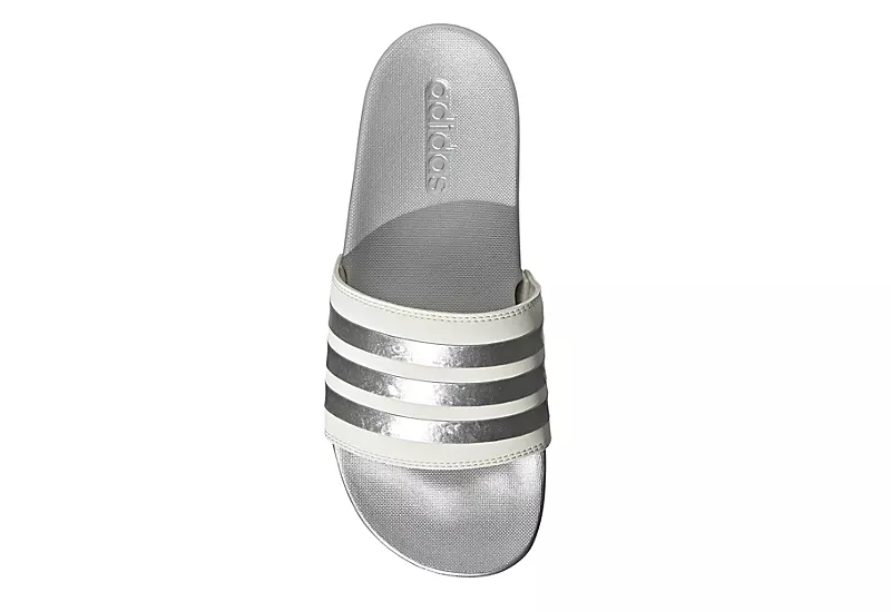 Adidas Womens Adilette Comfort Slide Sandal - White 6 Adidas Womens Adilette Comfort Slide Sandal - White - Image 4