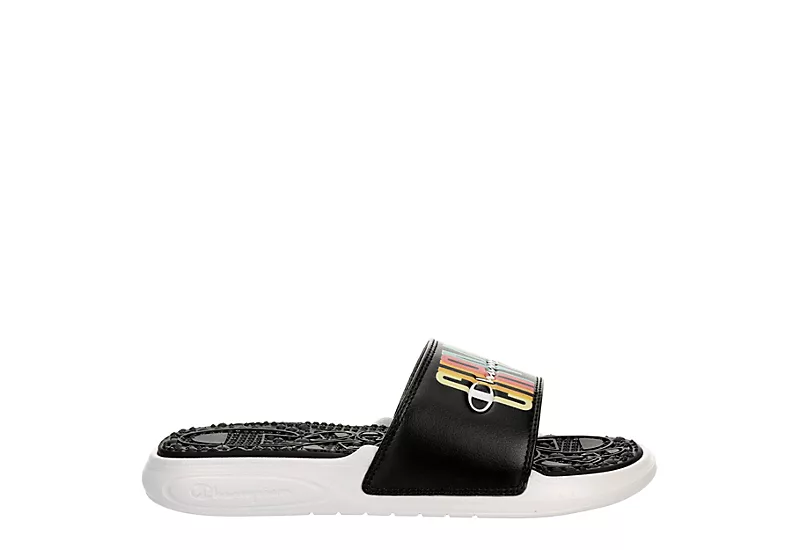 Champion Womens Foundation Pastel Block Slide Sandal - Black 4 Champion Womens Foundation Pastel Block Slide Sandal - Black - Image 2