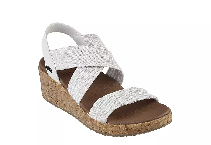 Skechers Womens Beverlee Love Stays Wedge Sandal - White 3 Skechers Womens Beverlee Love Stays Wedge Sandal - White