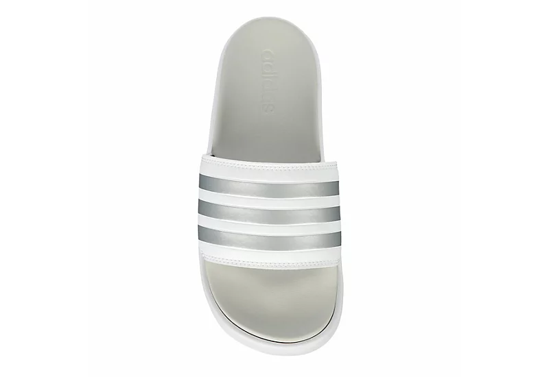 Adidas Womens Adilette Platform Slide Sandal - White 8 Adidas Womens Adilette Platform Slide Sandal - White - Image 6