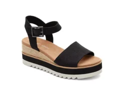 Toms Womens Diana Wedge Sandal - Black