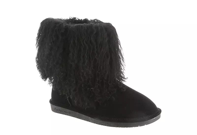 Bearpaw Womens Boo Fur Boot - Black 3 Bearpaw Womens Boo Fur Boot - Black
