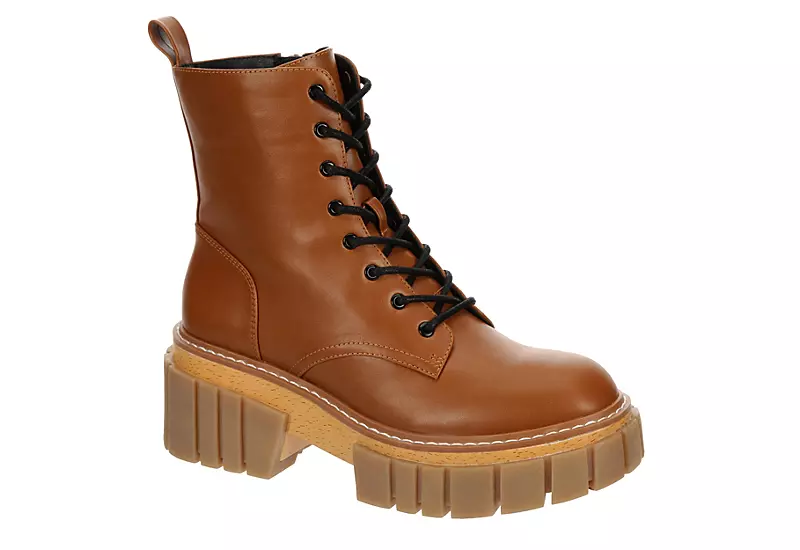 Madden Girl Womens Philly Lace Up Boot - Cognac 3 Madden Girl Womens Philly Lace Up Boot - Cognac