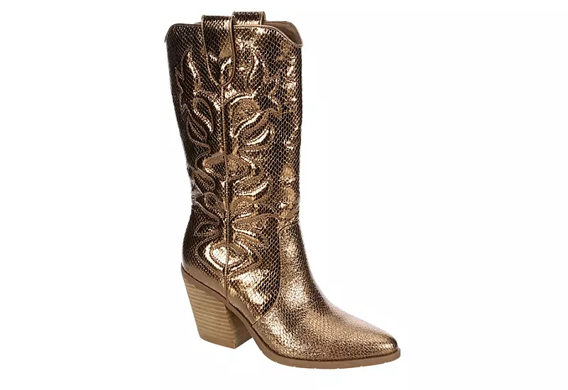 Michael By Michael Shannon Womens Faith Wide Calf Western Boot - Bronze 3 Michael By Michael Shannon Womens Faith Wide Calf Western Boot - Bronze