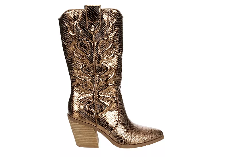 Michael By Michael Shannon Womens Faith Wide Calf Western Boot - Bronze 4 Michael By Michael Shannon Womens Faith Wide Calf Western Boot - Bronze - Image 2