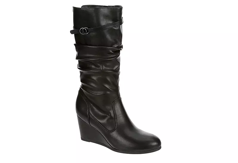 Lauren Blakwell Womens Johanna Wide Calf Wedge Boot - Black 3 Lauren Blakwell Womens Johanna Wide Calf Wedge Boot - Black