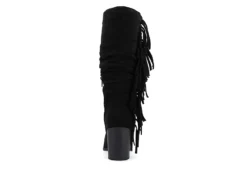 Journee Collection Womens Hartly Fringed Wide Calf Dress Boot - Black -Fashion Women Shoe US 01 303177 04