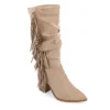 Journee Collection Womens Hartly Fringed Wide Calf Dress Boot - Taupe 1 Journee Collection Womens Hartly Fringed Wide Calf Dress Boot - Taupe -Fashion Women Shoe US 01 303178 00