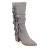 Journee Collection Womens Hartly Fringed Wide Calf Dress Boot - Grey 1 Journee Collection Womens Hartly Fringed Wide Calf Dress Boot - Grey -Fashion Women Shoe US 01 303179 00
