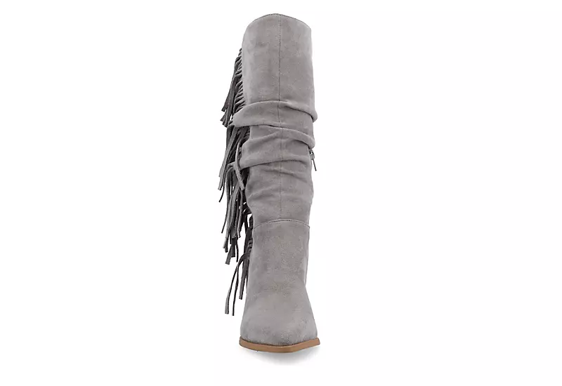 Journee Collection Womens Hartly Fringed Wide Calf Dress Boot - Grey 5 Journee Collection Womens Hartly Fringed Wide Calf Dress Boot - Grey - Image 3