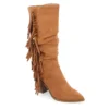 Journee Collection Womens Hartly Fringed Wide Calf Dress Boot - Tan -Fashion Women Shoe US 01 303180 00