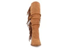 Journee Collection Womens Hartly Fringed Wide Calf Dress Boot - Tan -Fashion Women Shoe US 01 303180 02