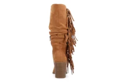 Journee Collection Womens Hartly Fringed Wide Calf Dress Boot - Tan -Fashion Women Shoe US 01 303180 04