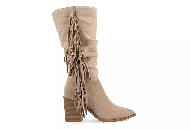 Journee Collection Womens Hartly Fringed Extra Wide Calf Dress Boot - Taupe 4 Journee Collection Womens Hartly Fringed Extra Wide Calf Dress Boot - Taupe - Image 2