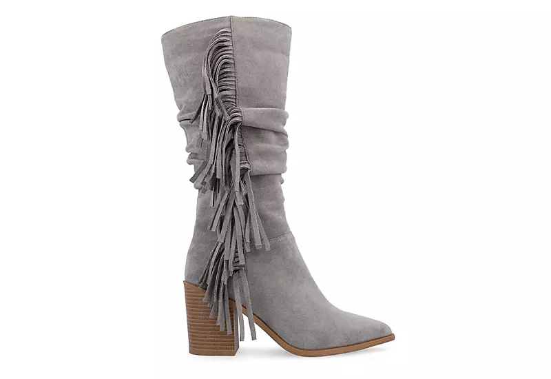 Journee Collection Womens Hartly Fringed Extra Wide Calf Dress Boot - Grey 4 Journee Collection Womens Hartly Fringed Extra Wide Calf Dress Boot - Grey - Image 2
