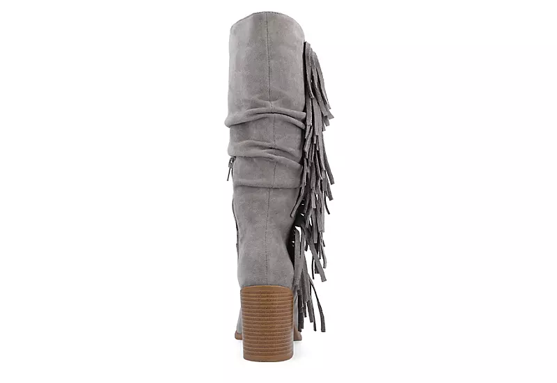 Journee Collection Womens Hartly Fringed Extra Wide Calf Dress Boot - Grey 7 Journee Collection Womens Hartly Fringed Extra Wide Calf Dress Boot - Grey - Image 5
