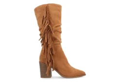 Journee Collection Womens Hartly Fringed Extra Wide Calf Dress Boot - Tan -Fashion Women Shoe US 01 303185 01