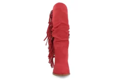 Journee Collection Womens Hartly Fringed Extra Wide Calf Dress Boot - Red -Fashion Women Shoe US 01 303199 02